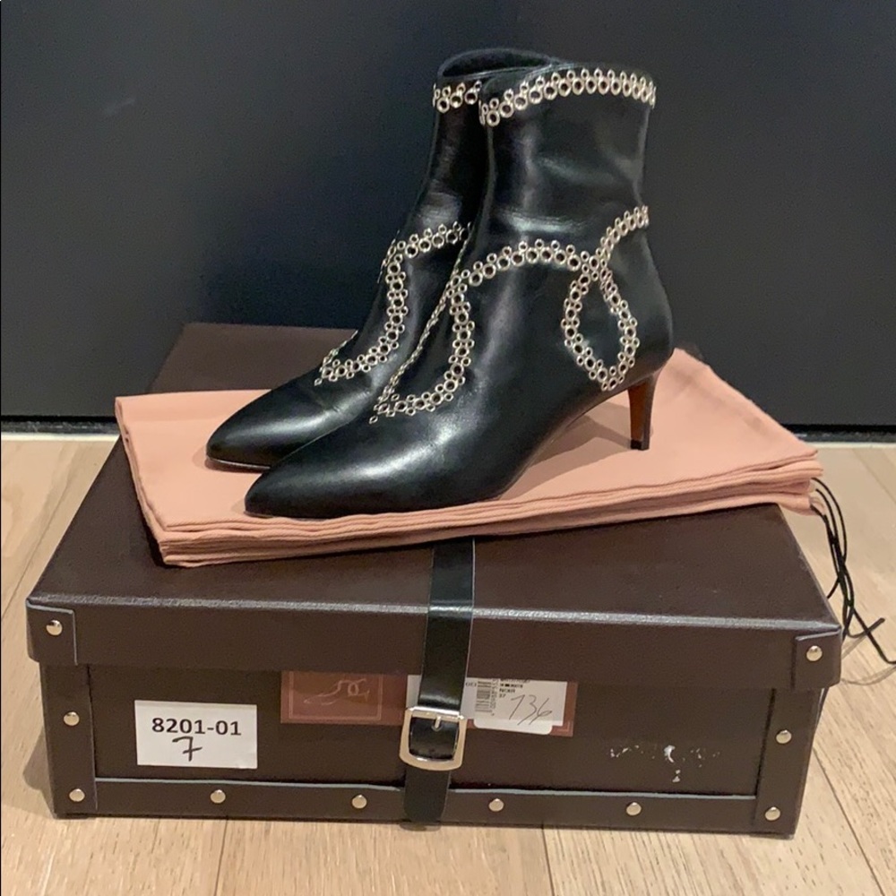 Alaia Leather Grommet Ankle Boots BRAND NEW